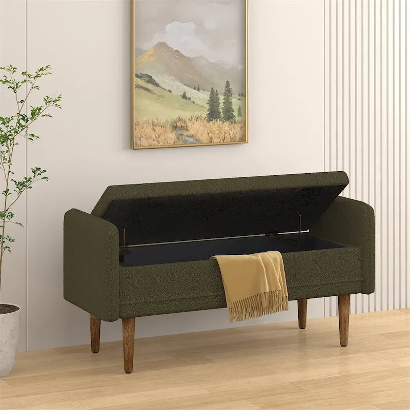 Tabouret de rangement en velours teddy, avec espace de rangement, idéal pour les appartements