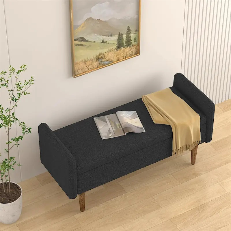 Sitzhocker aus Teddy-Samt mit Stauraum, geeignet für Apartments