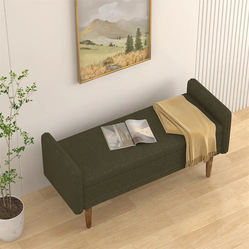 Sitzhocker aus Teddy-Samt mit Stauraum, geeignet für Apartments