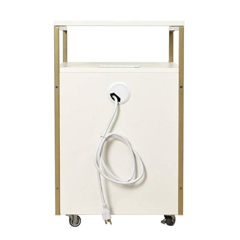 Kompakter Rollcontainer mit Schloss, USB-Anschluss und Steckdose