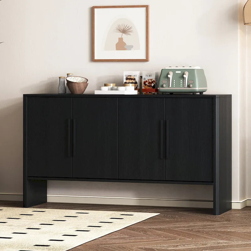 Sideboard aus Holz mit 4 Türen, verstellbaren Einlegeböden und langen Griffen