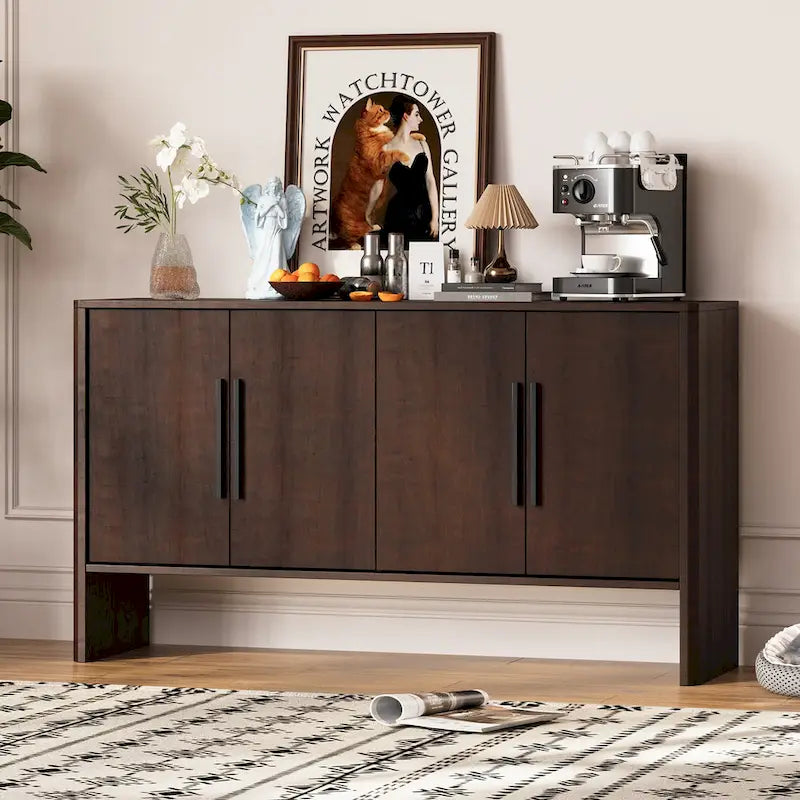 Sideboard aus Holz mit 4 Türen, verstellbaren Einlegeböden und langen Griffen