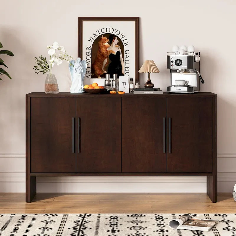 Sideboard aus Holz mit 4 Türen, verstellbaren Einlegeböden und langen Griffen