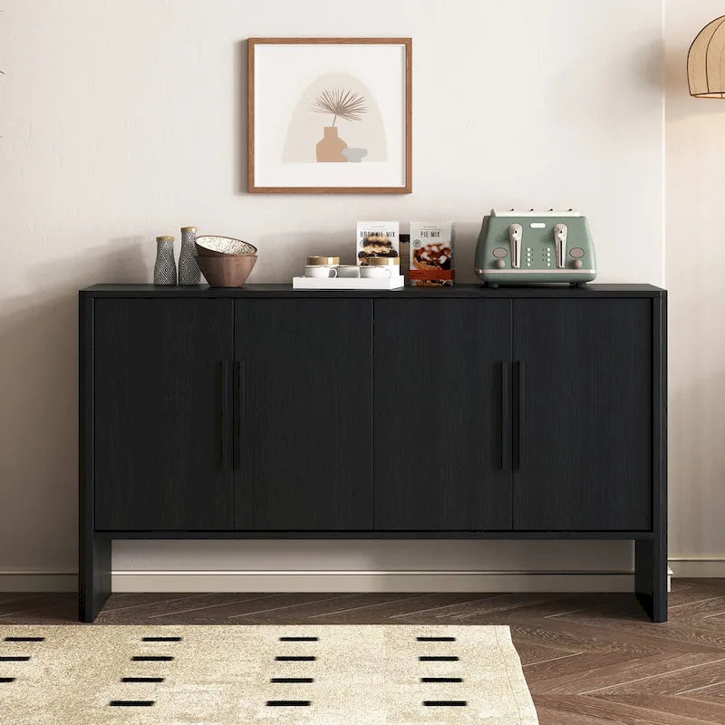Sideboard aus Holz mit 4 Türen, verstellbaren Einlegeböden und langen Griffen