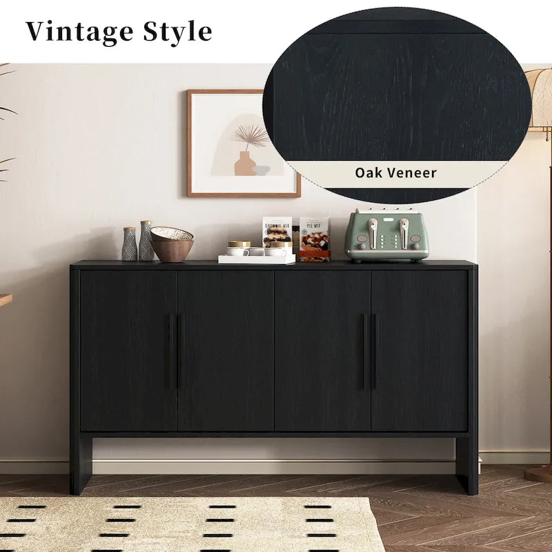 Sideboard aus Holz mit 4 Türen, verstellbaren Einlegeböden und langen Griffen