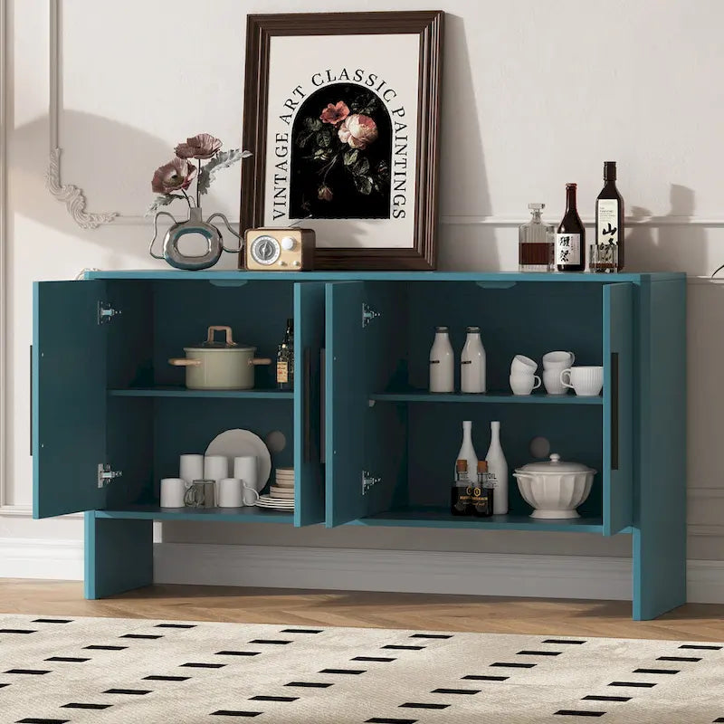 Sideboard aus Holz mit 4 Türen, verstellbaren Einlegeböden und langen Griffen