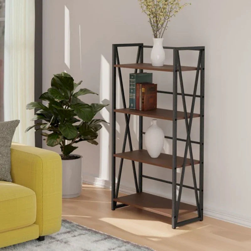 Étagère de rangement à 4 niveaux - 48.5 - graphite et noyer