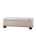 Abigail Storage Ottoman Bench, Nailhead Trim, Wheat Fabric, 51 Inch