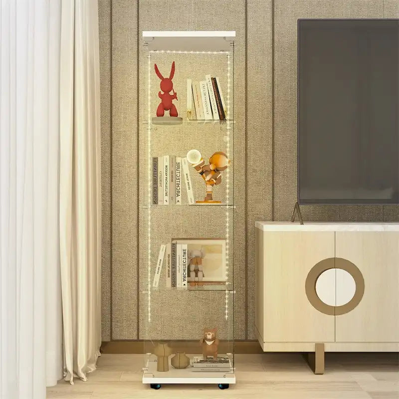 Vitrine en verre trempé, meuble de rangement, classeur avec éclairage LED