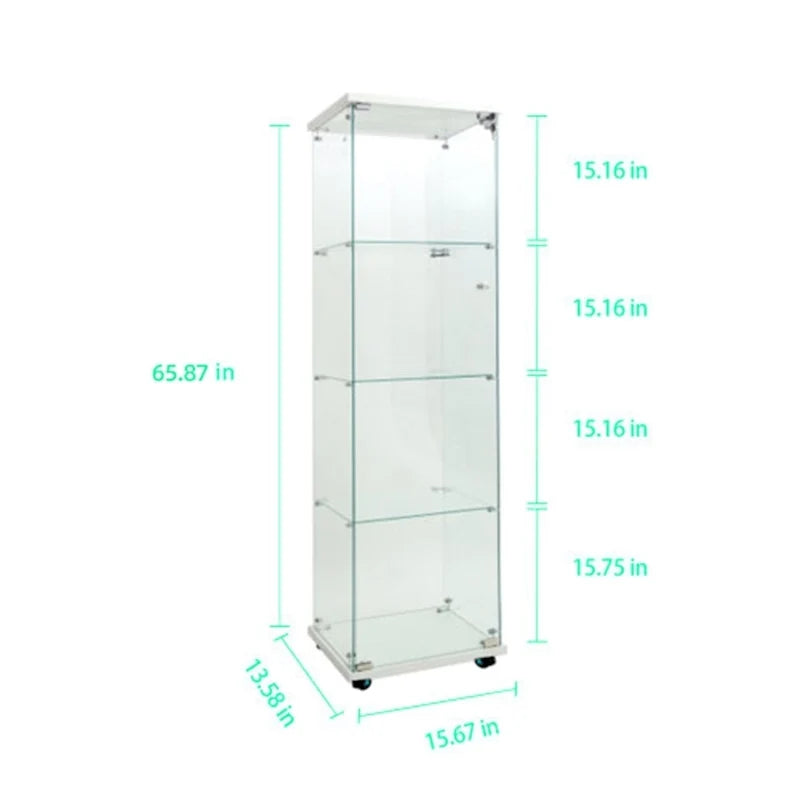 Vitrine aus gehärtetem Glas, Aufbewahrungsschrank, Aktenschrank mit LED-Beleuchtung