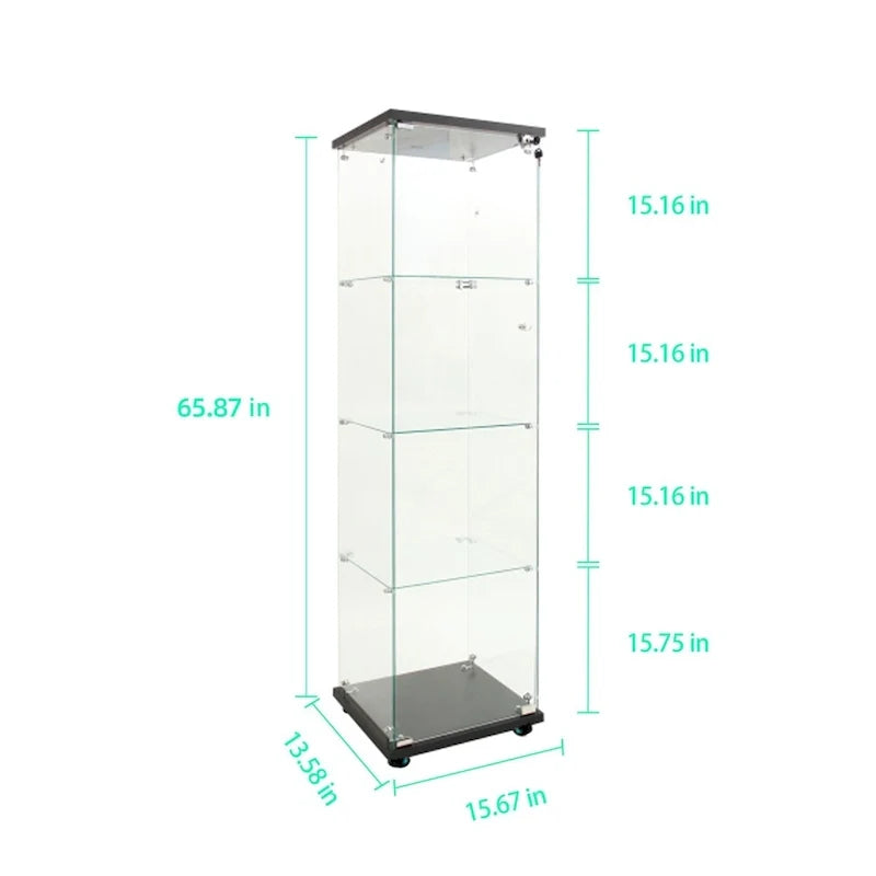 Vitrine en verre trempé, meuble de rangement, classeur avec éclairage LED