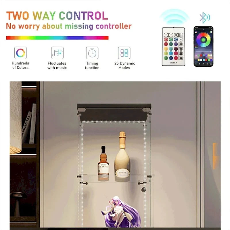 Vitrine en verre trempé, meuble de rangement, classeur avec éclairage LED