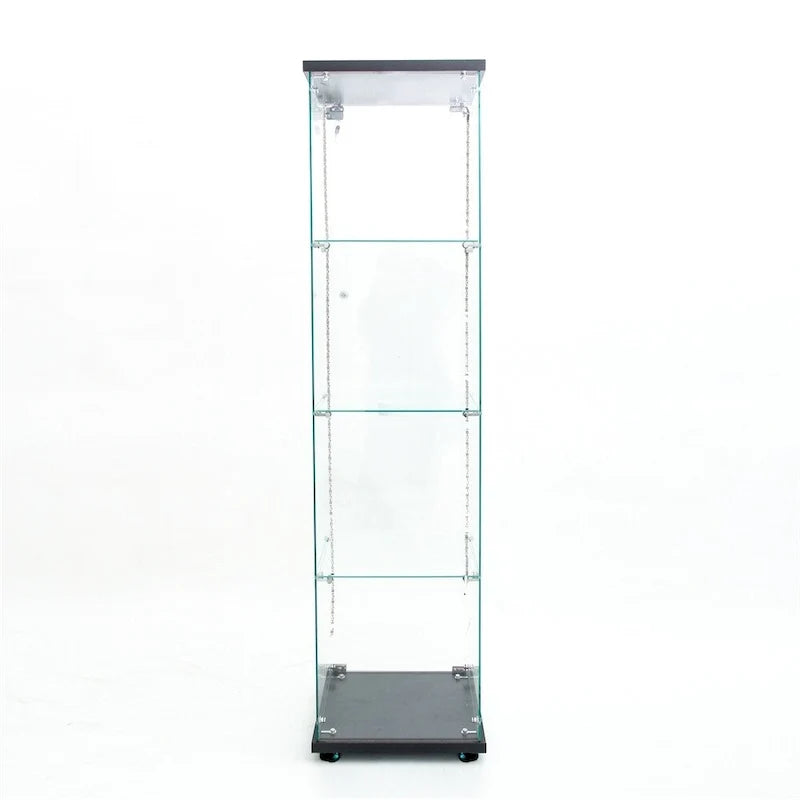 Vitrine en verre trempé, meuble de rangement, classeur avec éclairage LED