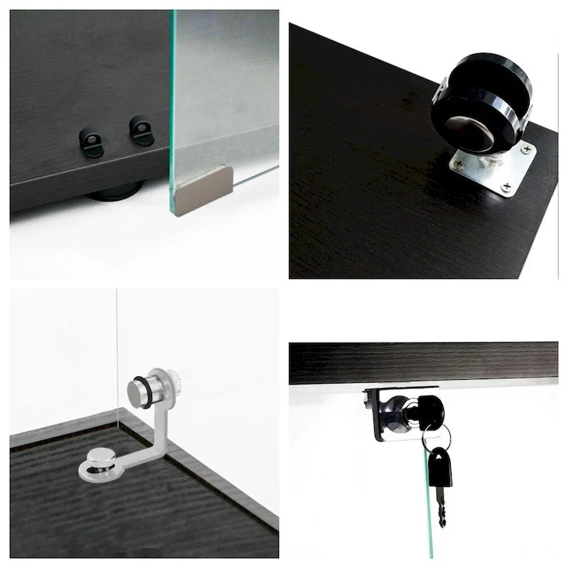 Vitrine en verre trempé, meuble de rangement, classeur avec éclairage LED