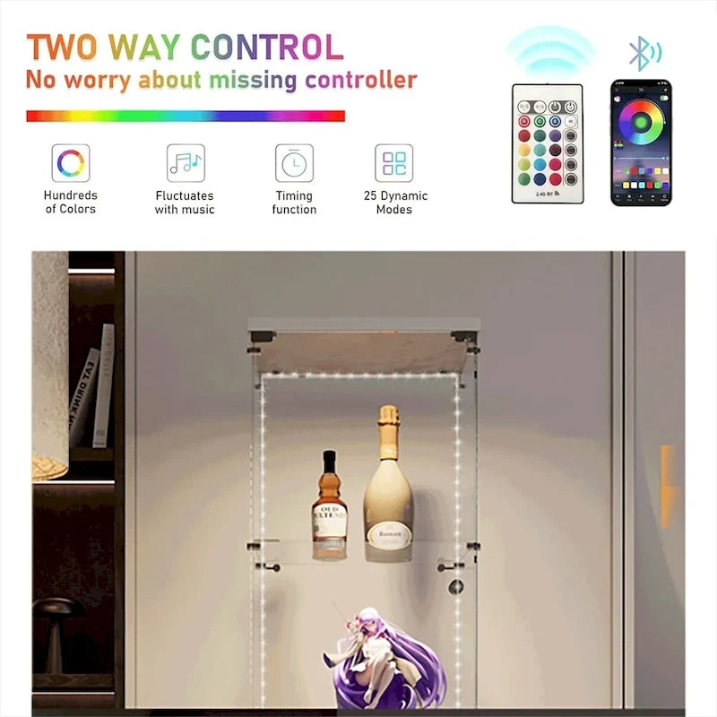 Vitrine en verre trempé, meuble de rangement, classeur avec éclairage LED