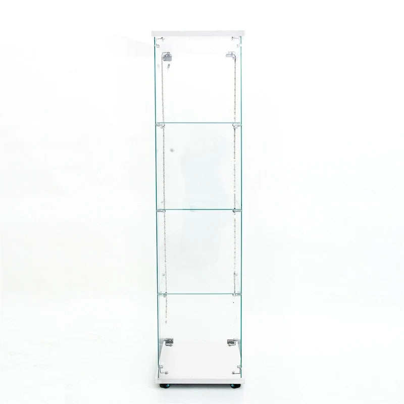 Vitrine en verre trempé, meuble de rangement, classeur avec éclairage LED