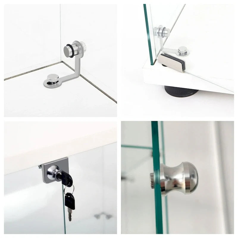 Vitrine en verre trempé, meuble de rangement, classeur avec éclairage LED