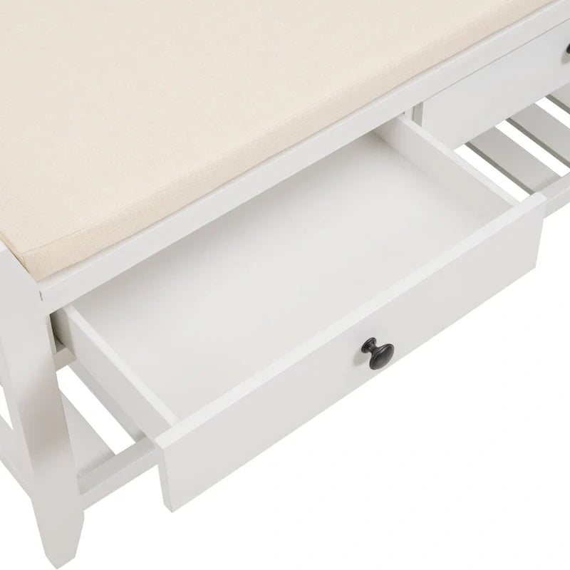 Vielseitiger Schuhschrank mit gepolstertem Sitz und Schubladen