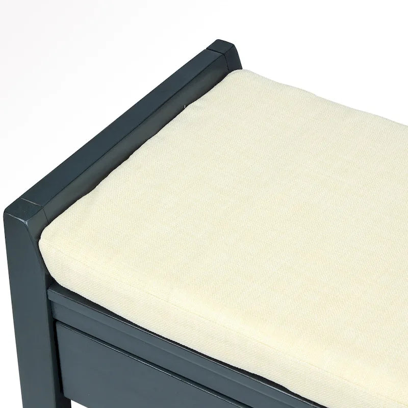 Banc de rangement d’entrée de 43 avec porte-chaussures, siège rembourré et tiroirs