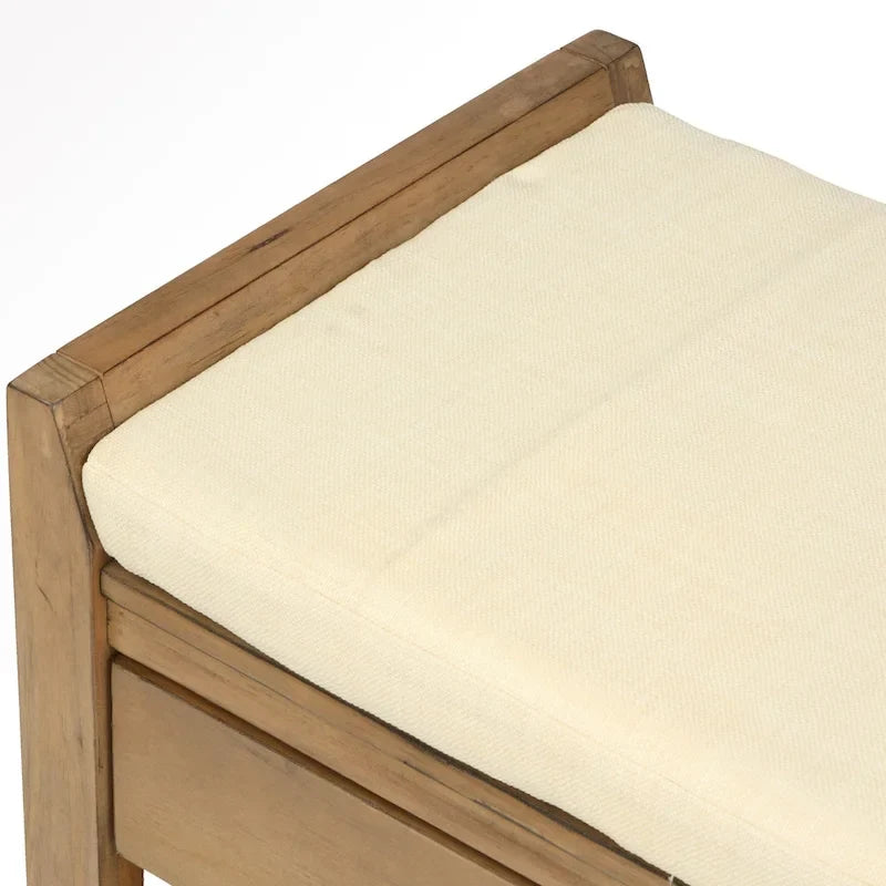 Banc de rangement d’entrée de 43 avec porte-chaussures, siège rembourré et tiroirs
