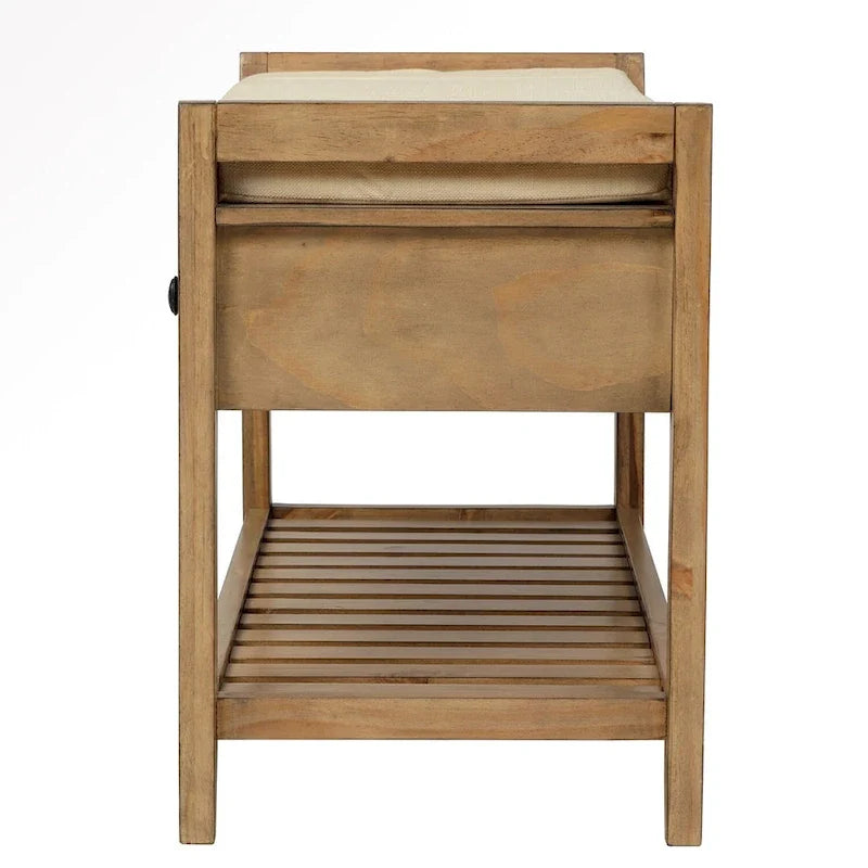 Banc de rangement d’entrée de 43 avec porte-chaussures, siège rembourré et tiroirs