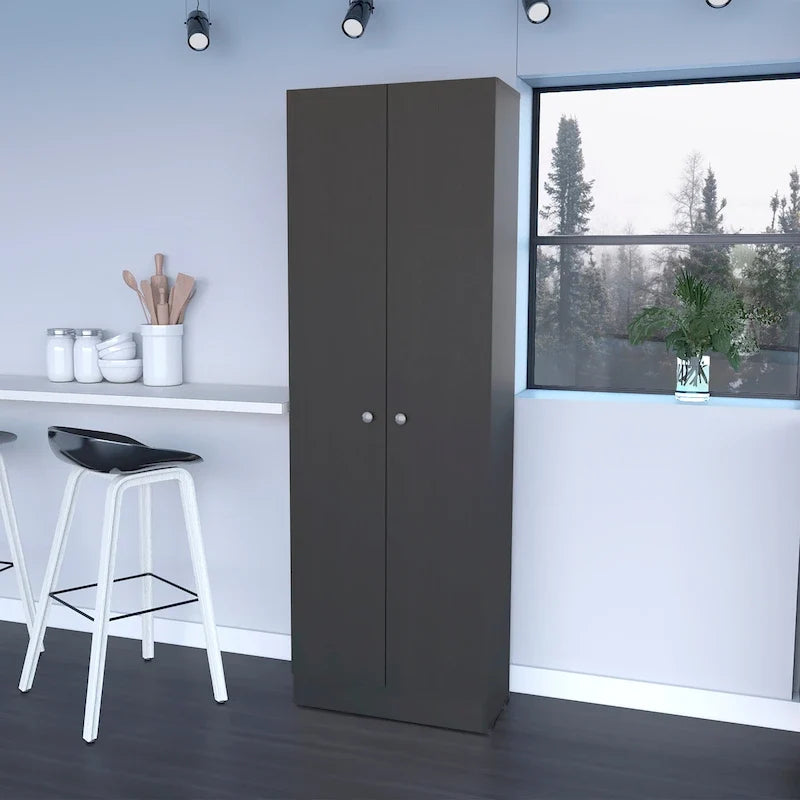 Meuble de rangement à deux portes et cinq étagères
