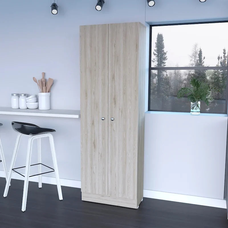 Meuble de rangement à deux portes et cinq étagères