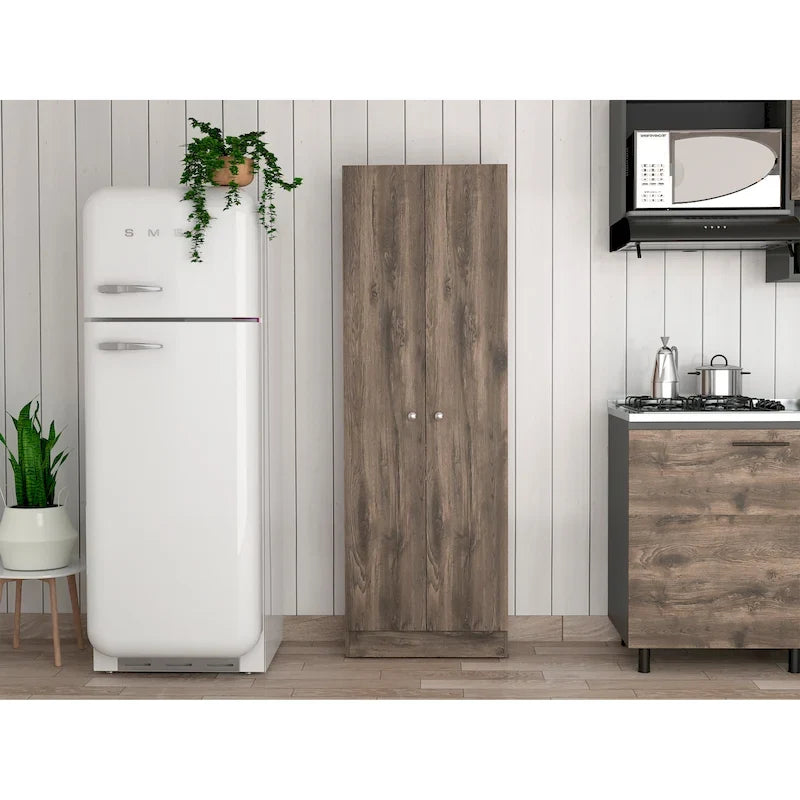 Meuble de rangement à deux portes et cinq étagères