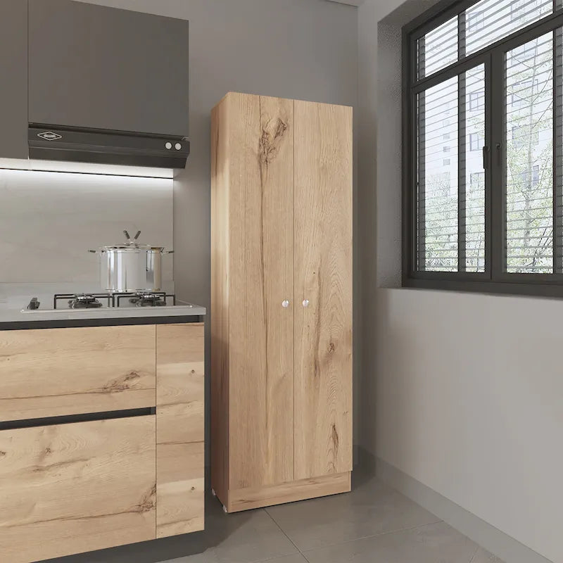 Meuble de rangement à deux portes et cinq étagères
