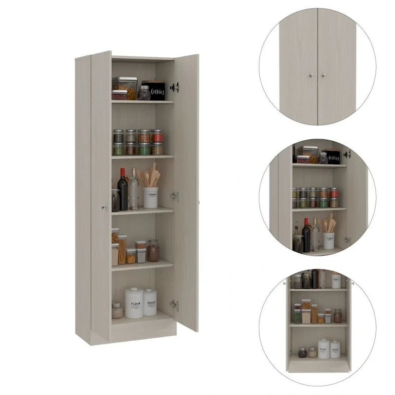 Meuble de rangement à deux portes et cinq étagères