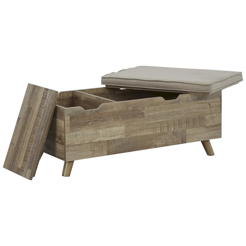 Beige/braune Sitzbank mit Stauraum - 38W x 18D x 16H