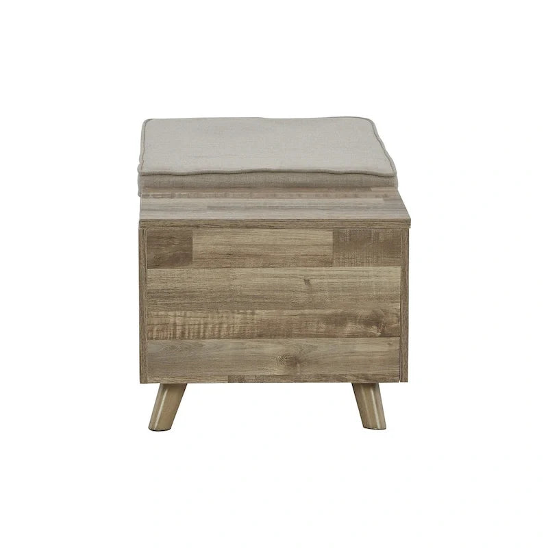 Beige/braune Sitzbank mit Stauraum - 38W x 18D x 16H