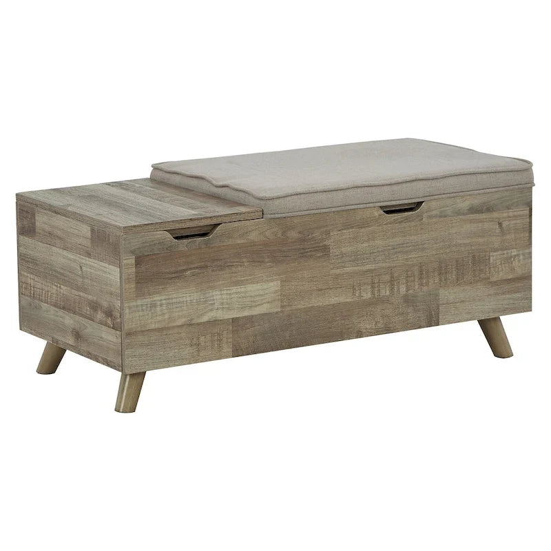 Beige/braune Sitzbank mit Stauraum - 38W x 18D x 16H