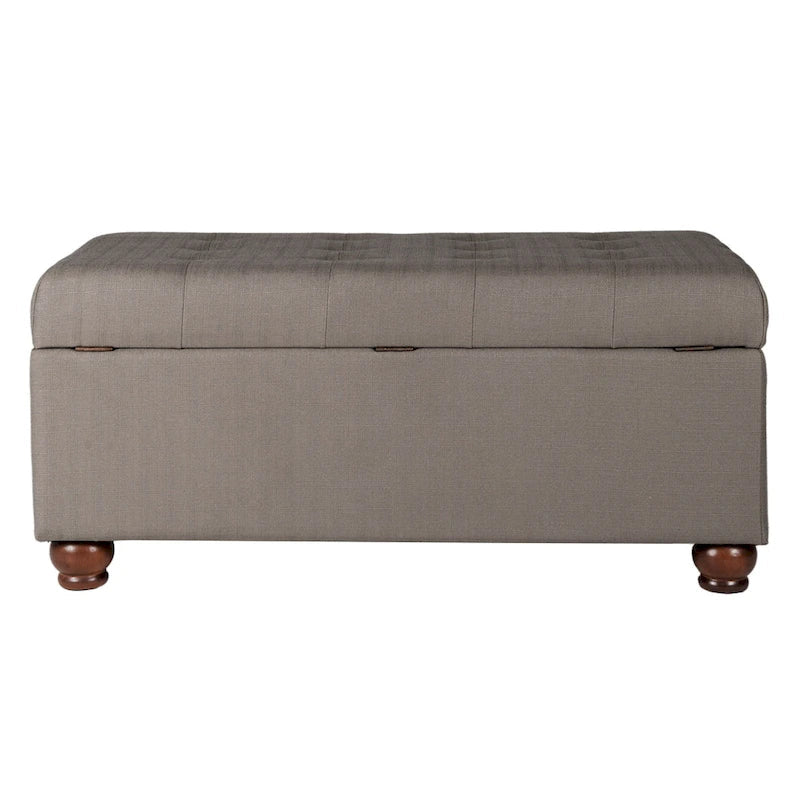 Banc de rangement capitonné gris