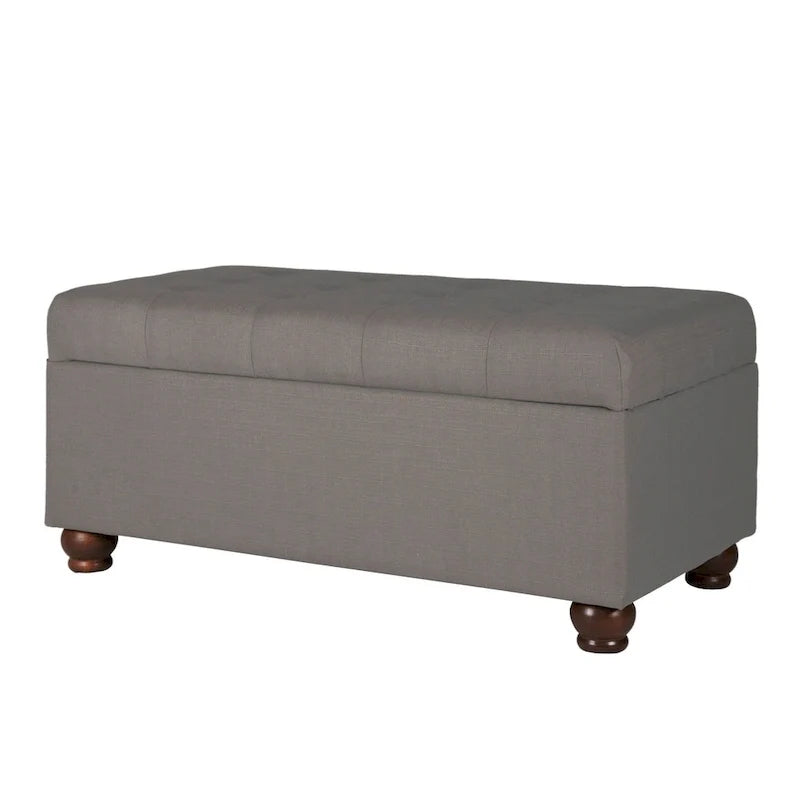 Banc de rangement capitonné gris