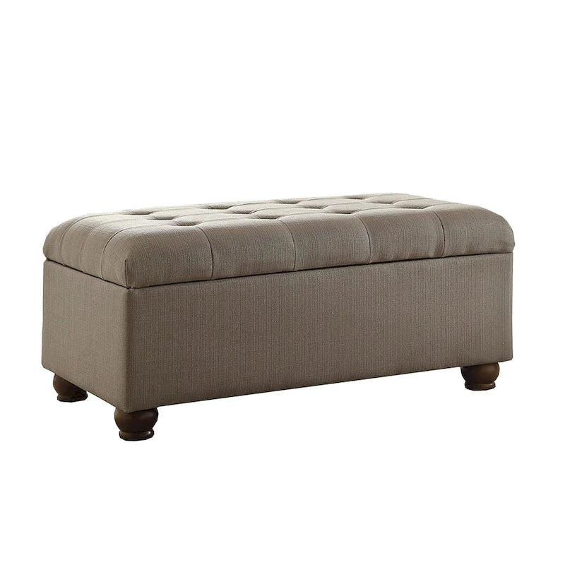 Banc de rangement capitonné gris
