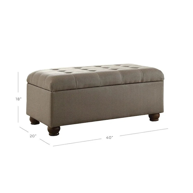 Banc de rangement capitonné gris