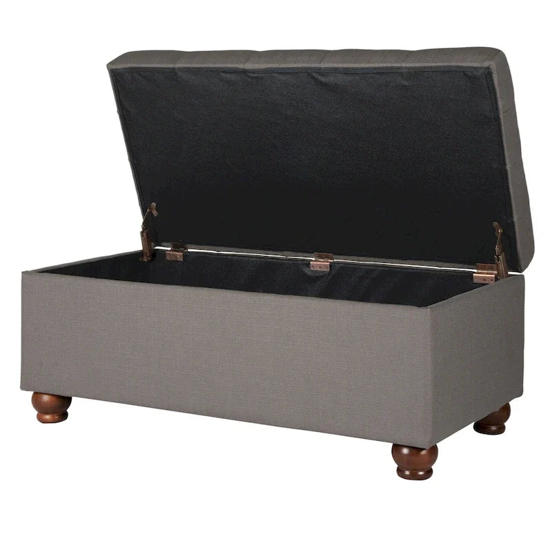 Banc de rangement capitonné gris