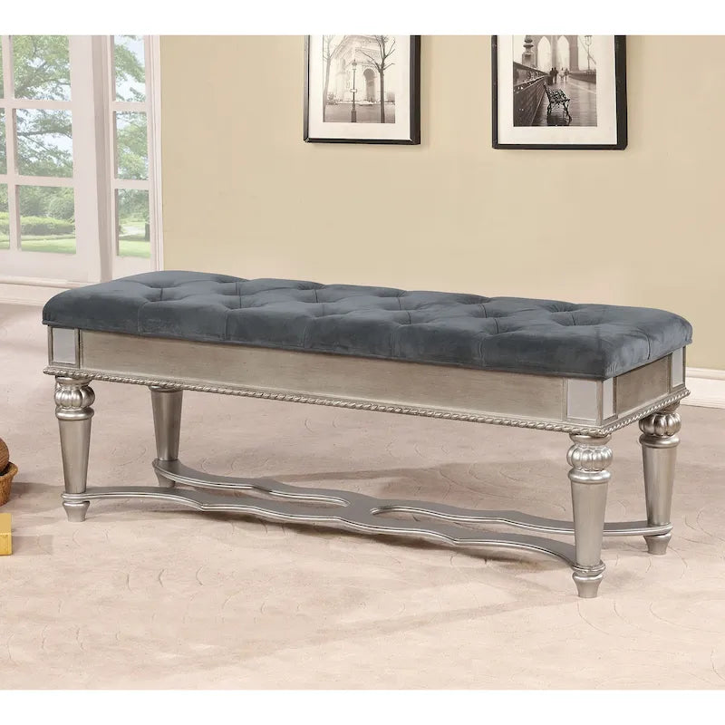 Banc d'appoint traditionnel rembourré en tissu capitonné