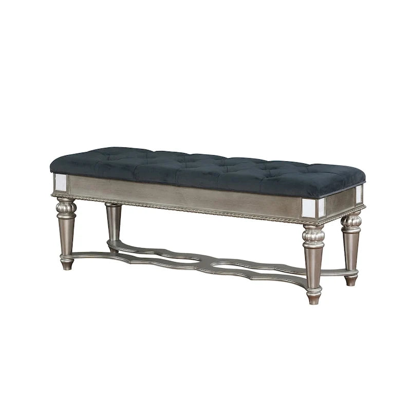 Banc d'appoint traditionnel rembourré en tissu capitonné