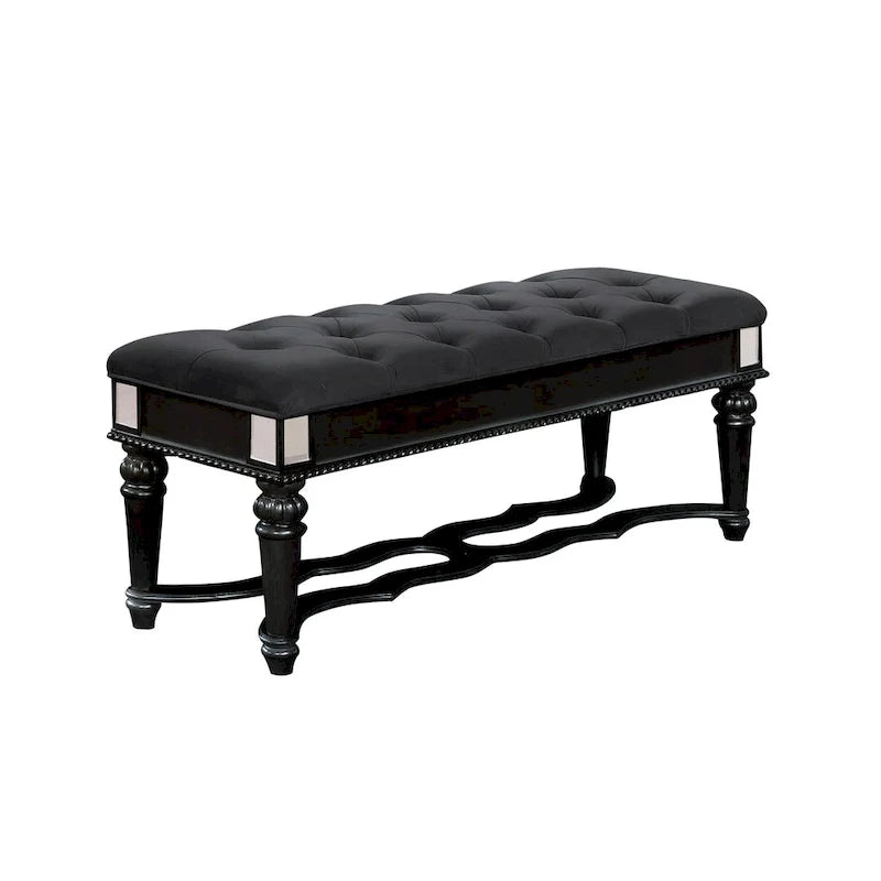 Banc d'appoint traditionnel rembourré en tissu capitonné