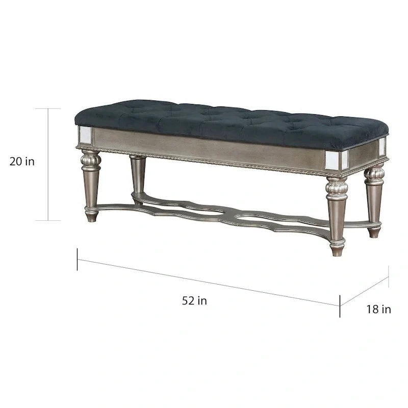 Banc d'appoint traditionnel rembourré en tissu capitonné
