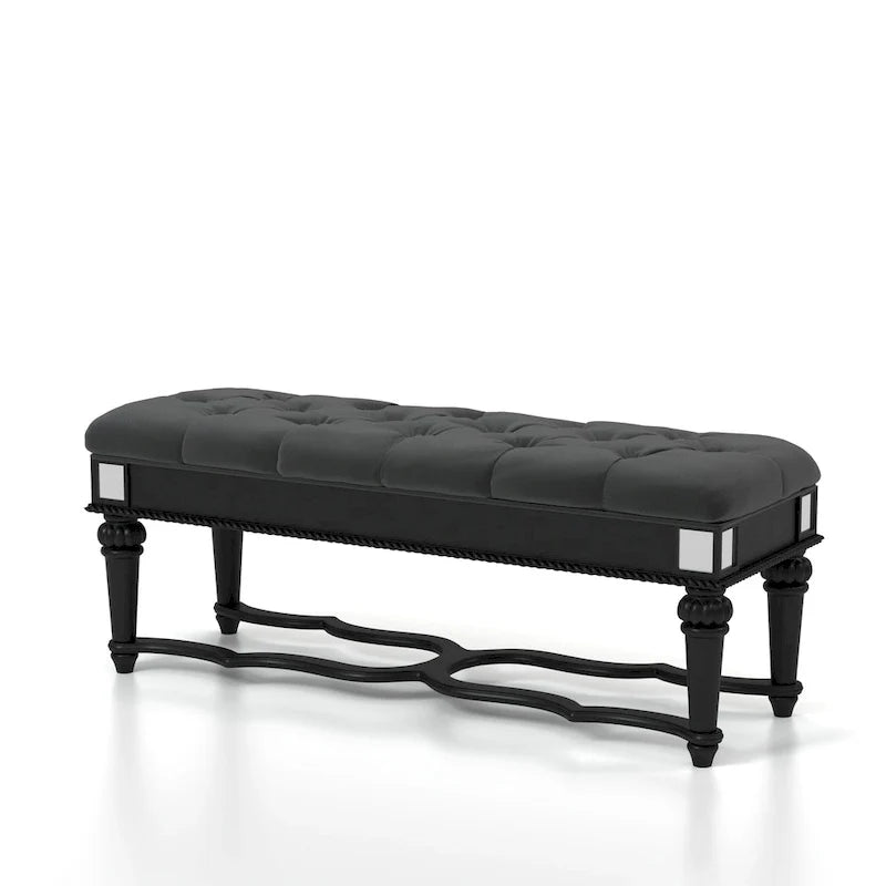 Banc d'appoint traditionnel rembourré en tissu capitonné
