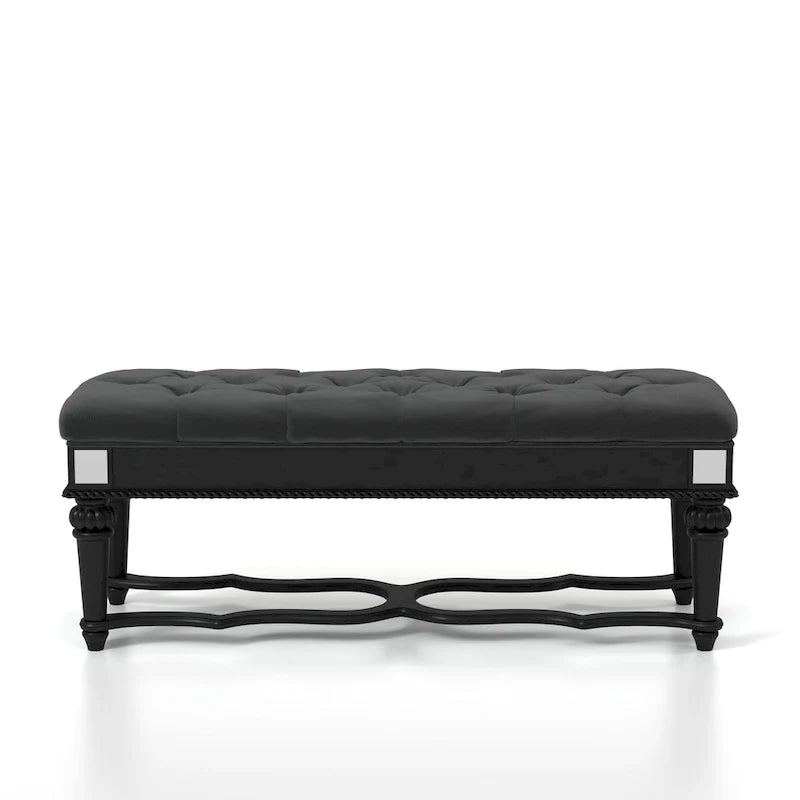 Banc d'appoint traditionnel rembourré en tissu capitonné