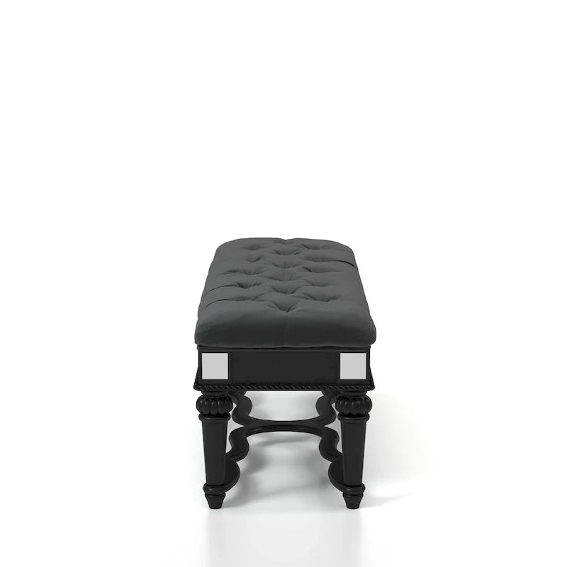 Banc d'appoint traditionnel rembourré en tissu capitonné