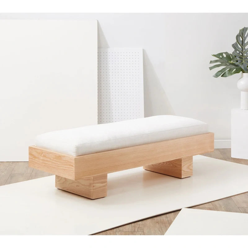 Weiße Holzbank - 52 W x 20 D x 17 H