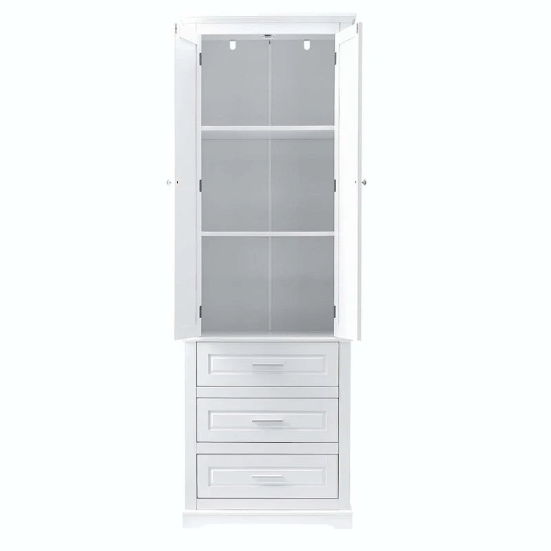 Hoher Badezimmerschrank mit drei Schubladen