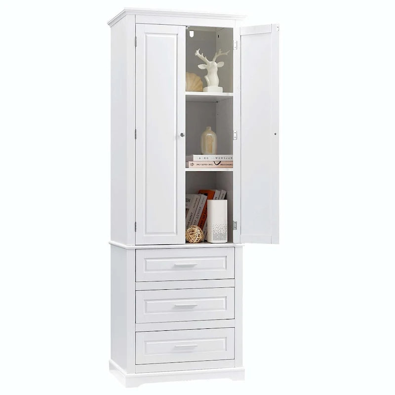 Hoher Badezimmerschrank mit drei Schubladen