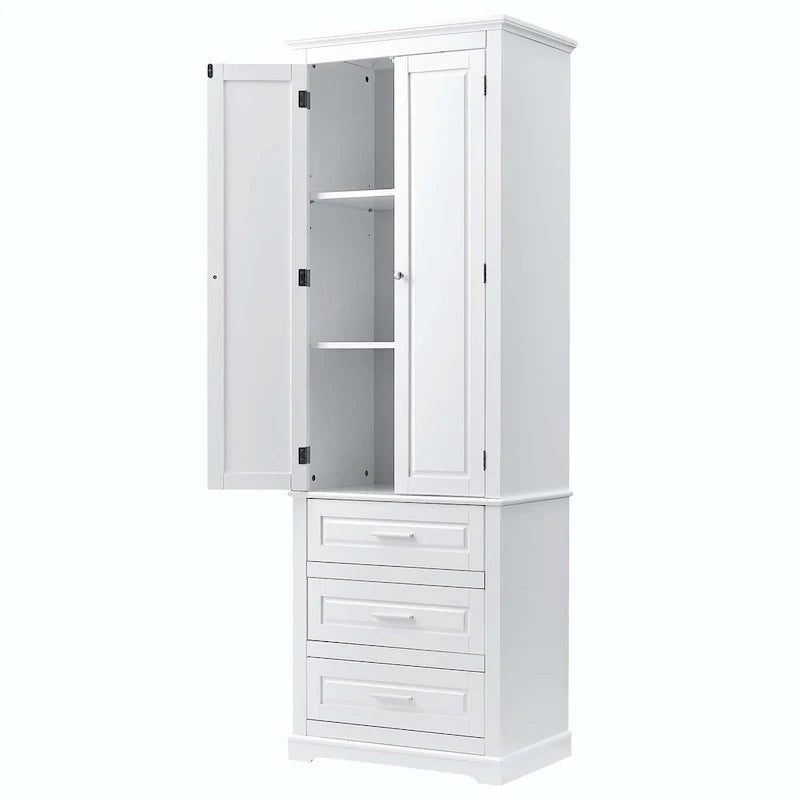 Hoher Badezimmerschrank mit drei Schubladen