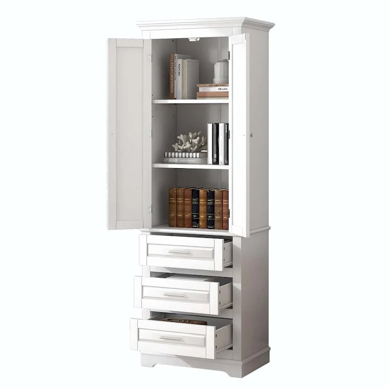 Hoher Badezimmerschrank mit drei Schubladen